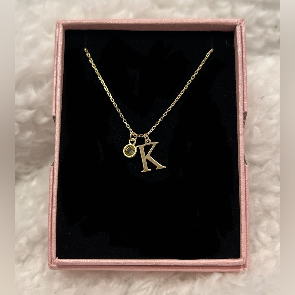Gold plated letter K necklace